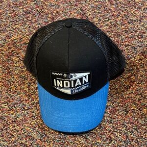 Indian Branded Black Mesh Trucker Hat with Blue Bill